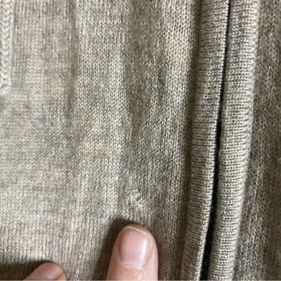 Banana Republic Softest Knit Tan Hoodie w Elbow Patches Merino Extra Fine Wool L - Picture 3 of 9